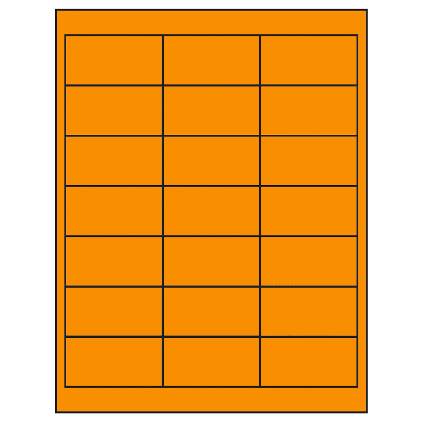 2.66" x 1.375" Fluorescent Orange Rectangular Sheet Labels