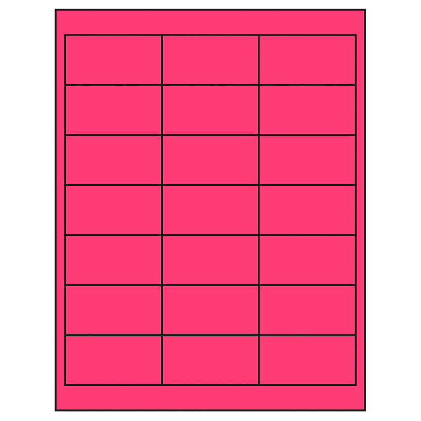 2.66" x 1.375" Fluorescent Pink Rectangular Sheet Labels
