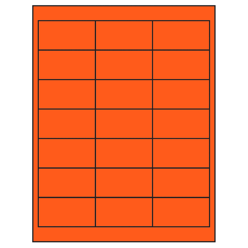 2.66" x 1.375" Fluorescent Red Rectangular Sheet Labels