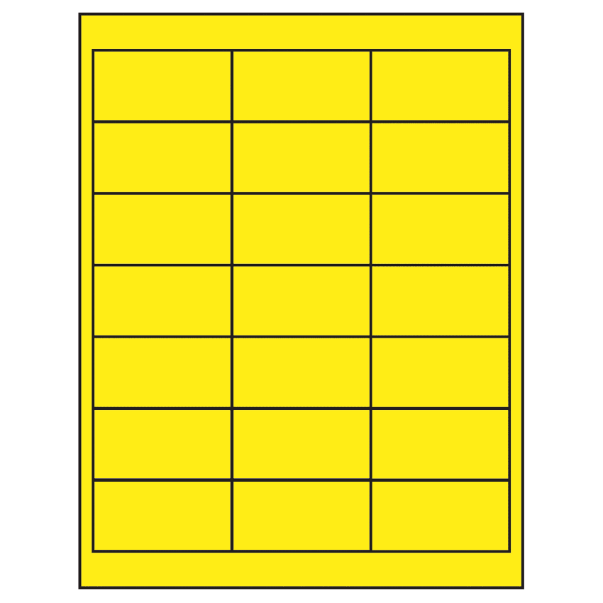 2.66" x 1.375" Fluorescent Yellow Rectangular Sheet Labels