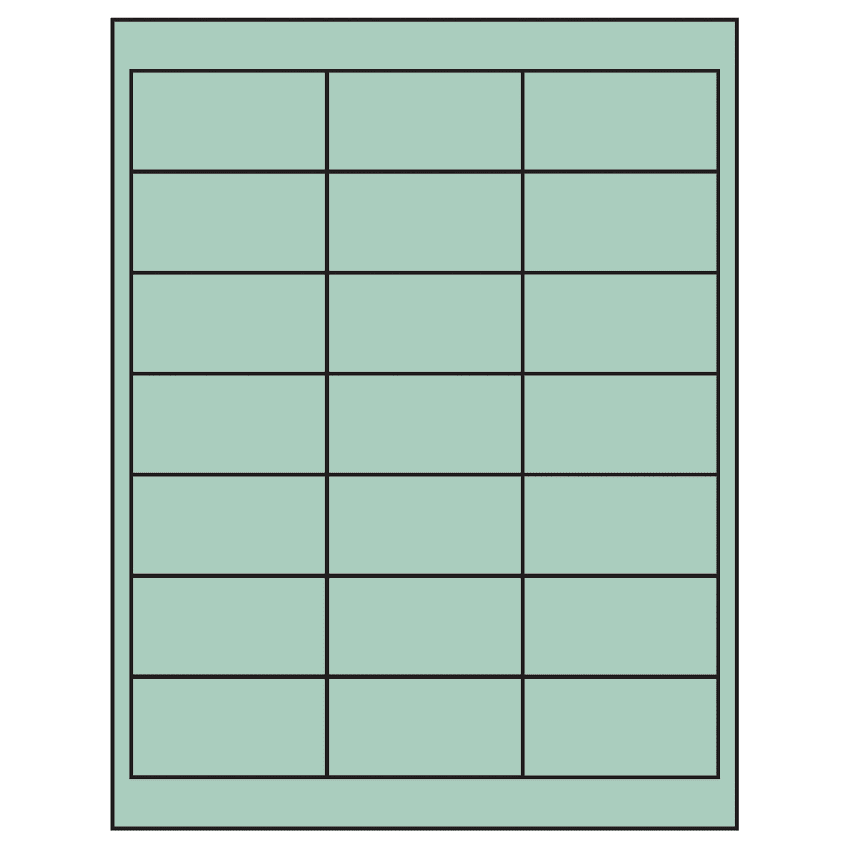 2.66" x 1.375" Pastel Green Rectangular Sheet Labels