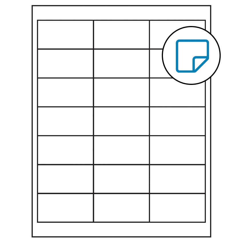 2.66" x 1.375" White Rectangular Sheet Labels - Removable Adhesive