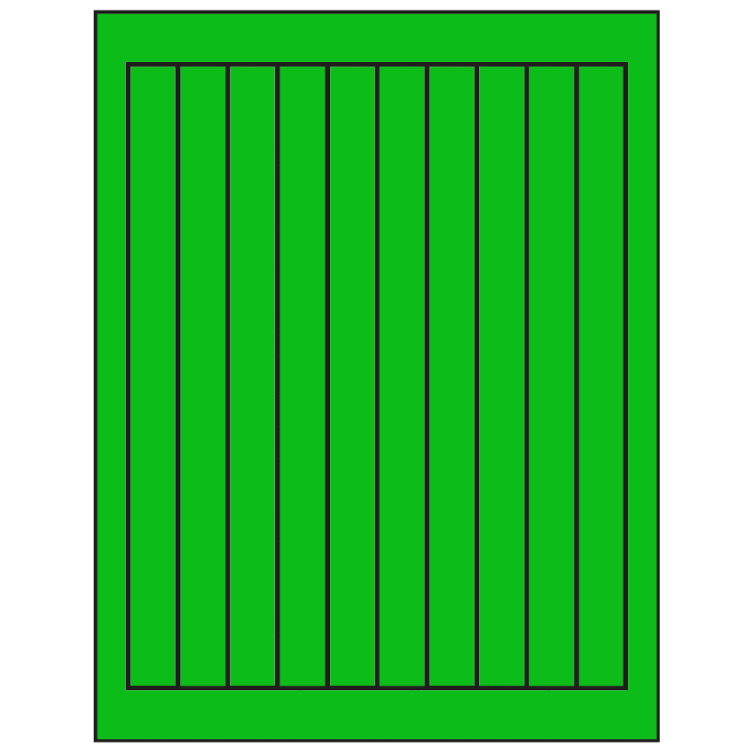 0.75" x 9.4" Fluorescent Green Rectangular Sheet Labels