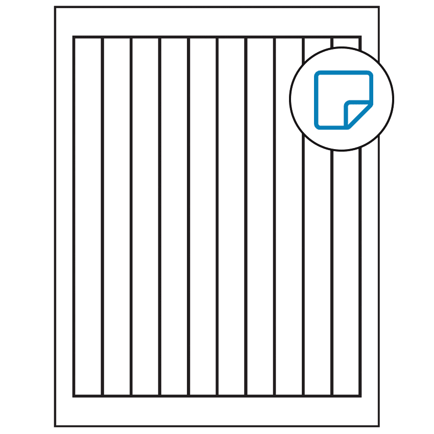 0.75" x 9.4" White Rectangular Sheet Labels - Removable Adhesive