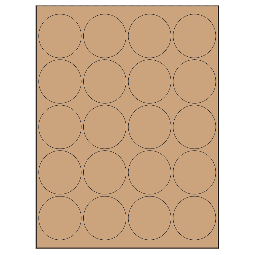 2" Brown Kraft Circular Sheet Labels