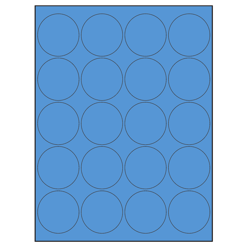 2" Fluorescent Blue Circular Sheet Labels