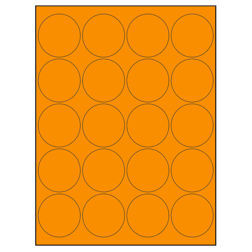 2" Fluorescent Orange Circular Sheet Labels