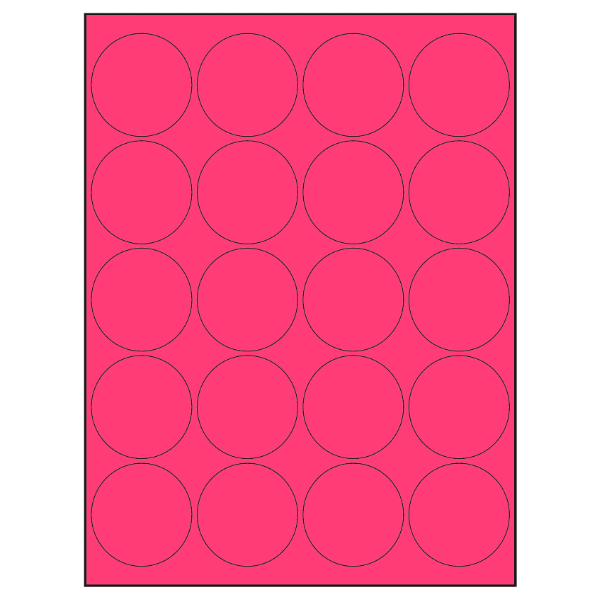 2" Fluorescent Pink Circular Sheet Labels