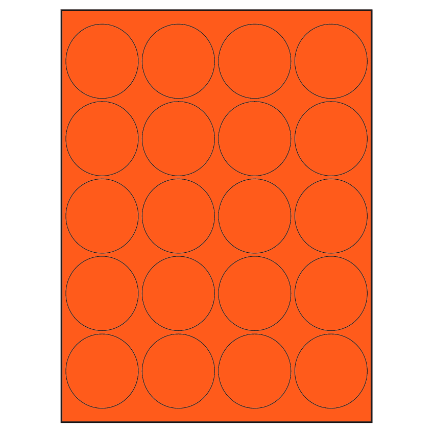 2" Fluorescent Red Circular Sheet Labels