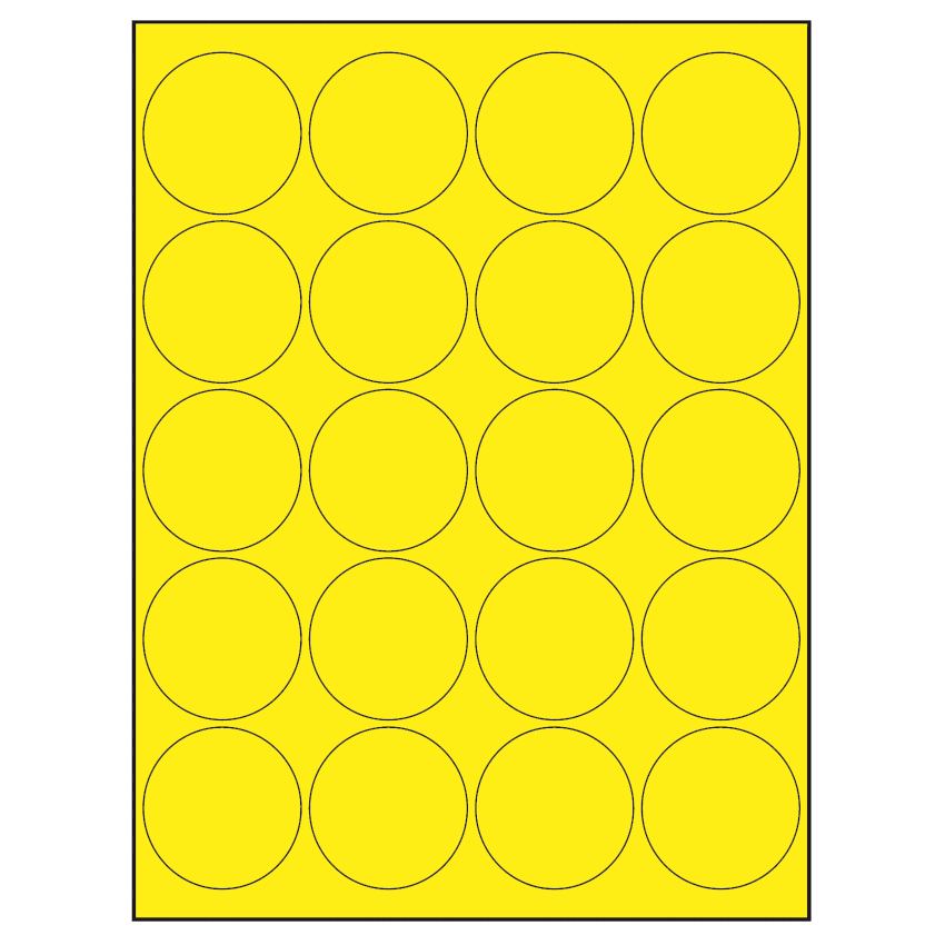 2" Fluorescent Yellow Circular Sheet Labels