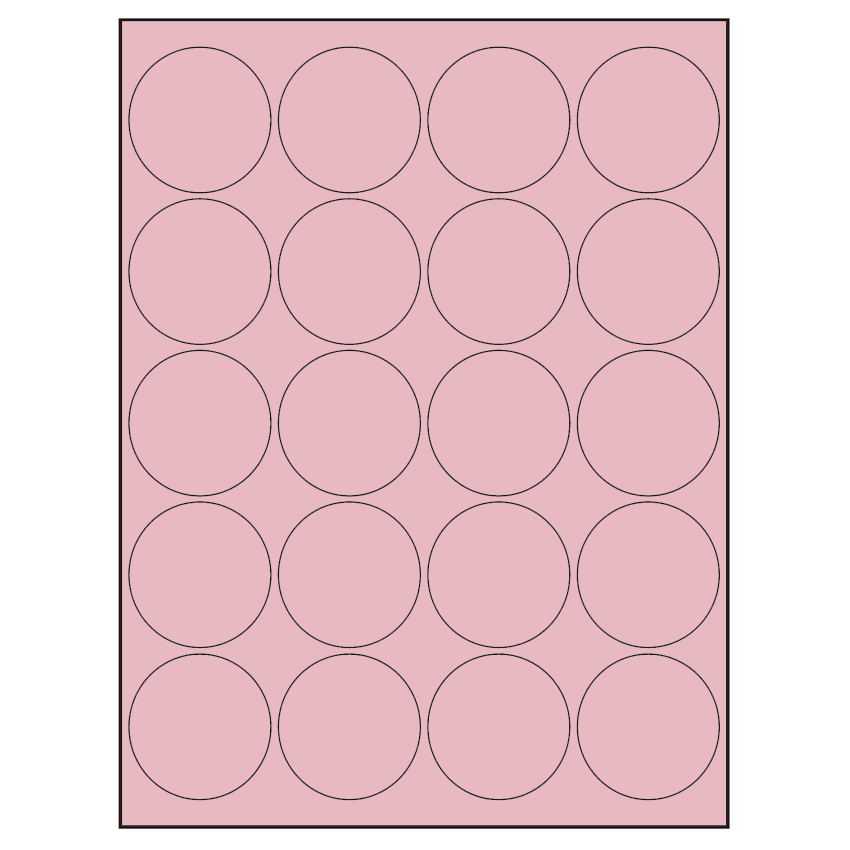 2" Pastel Pink Circular Sheet Labels