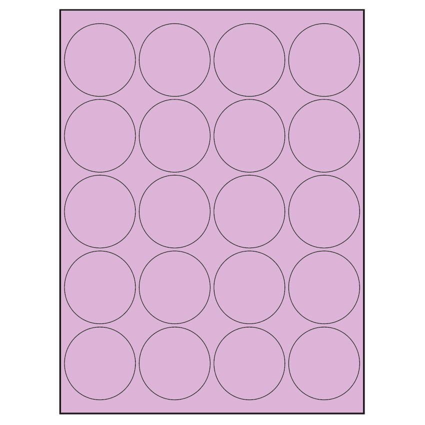 2" Pastel Purple Circular Sheet Labels