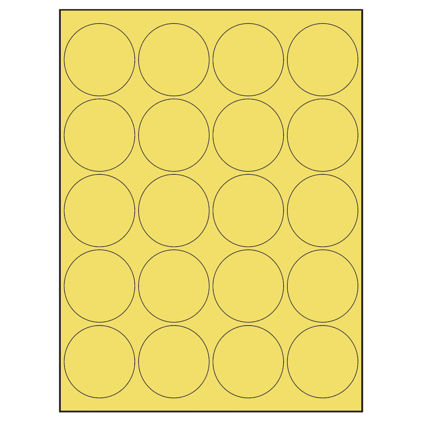 2" Pastel Yellow Circular Sheet Labels