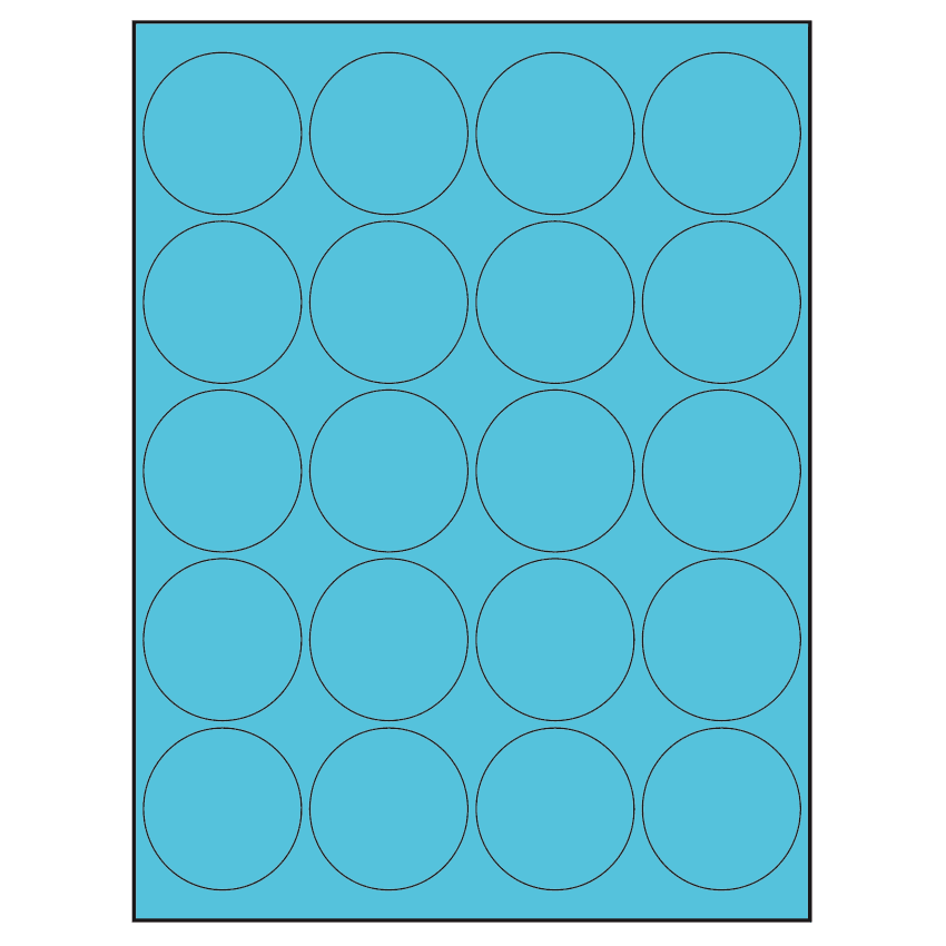 2" Turquoise Circular Sheet Labels