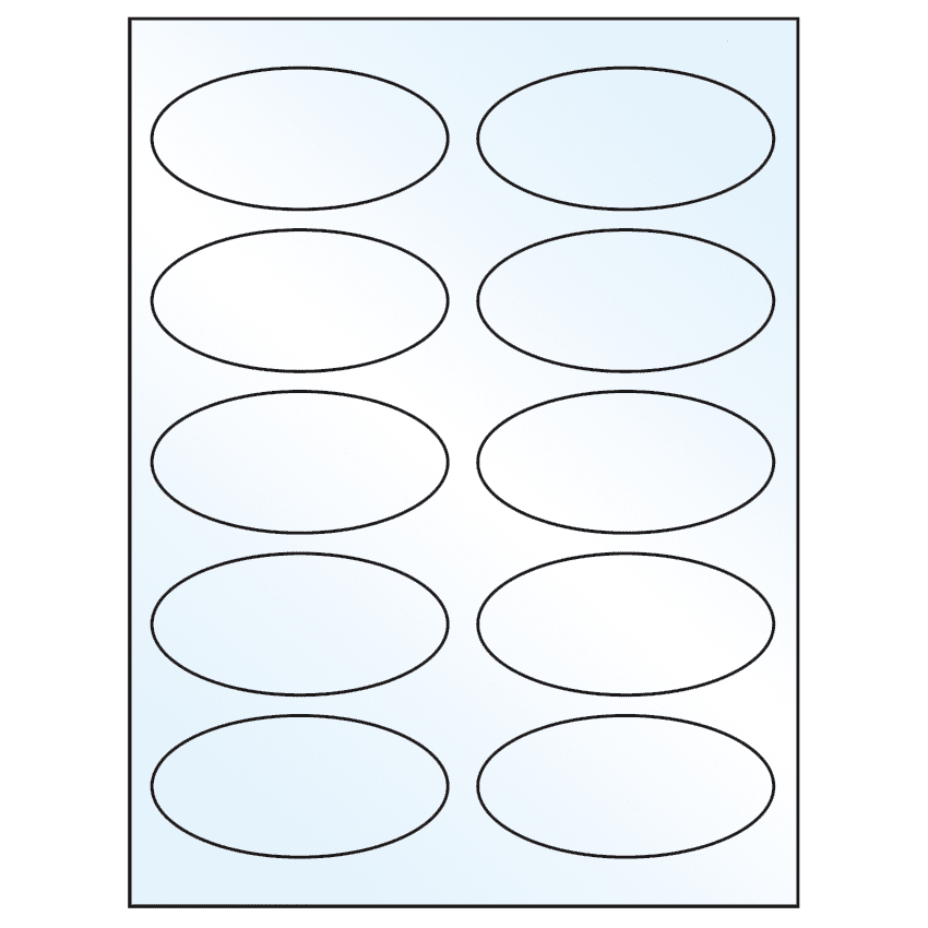 3.75" x 1.75" Crystal Clear Oval Sheet Labels