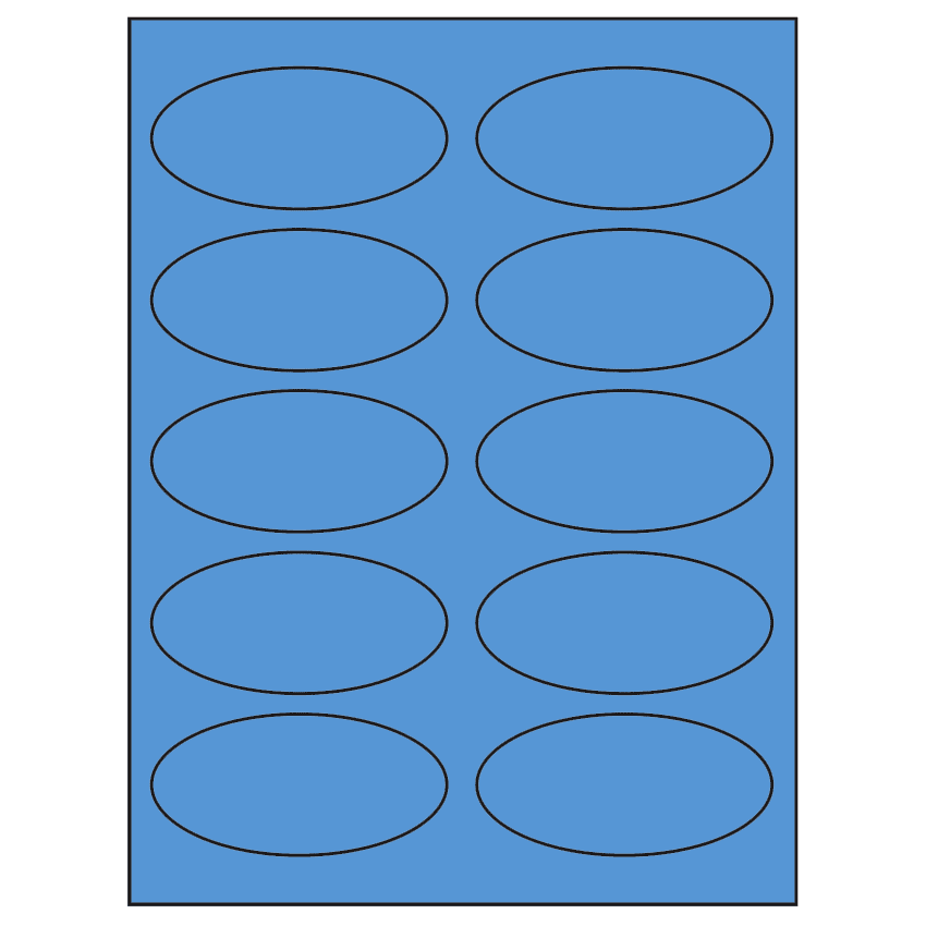 3.75" x 1.75" Fluorescent Blue Oval Sheet Labels