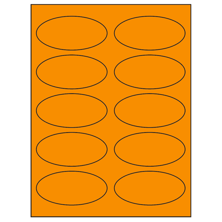 3.75" x 1.75" Fluorescent Orange Oval Sheet Labels