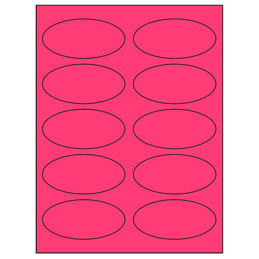 3.75" x 1.75" Fluorescent Pink Oval Sheet Labels
