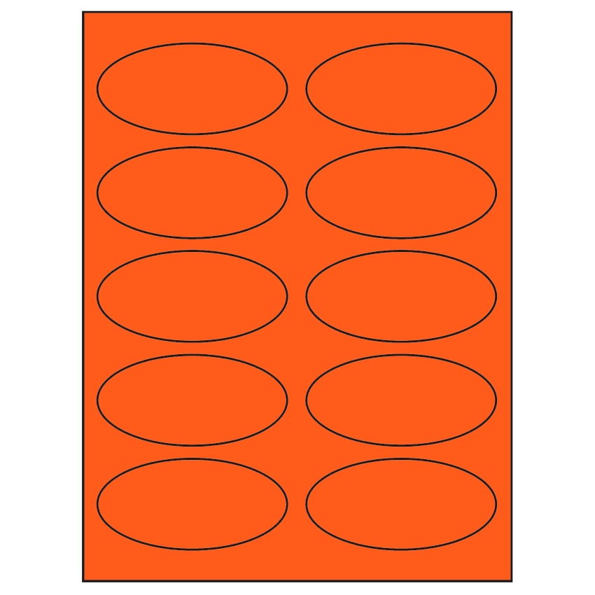 3.75" x 1.75" Fluorescent Red Oval Sheet Labels