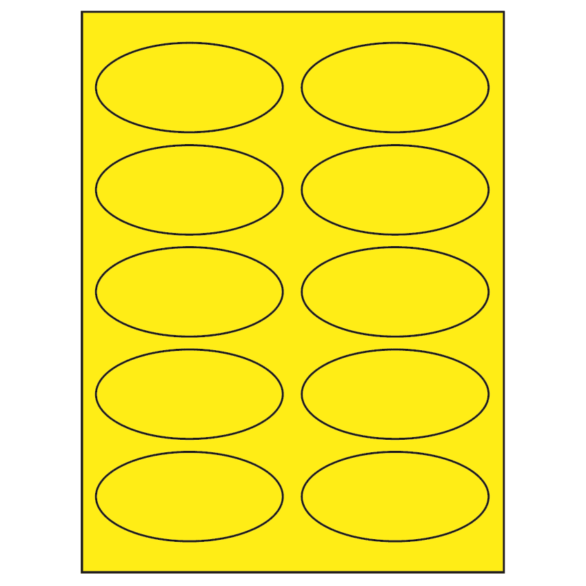 3.75" x 1.75" Fluorescent Yellow Oval Sheet Labels