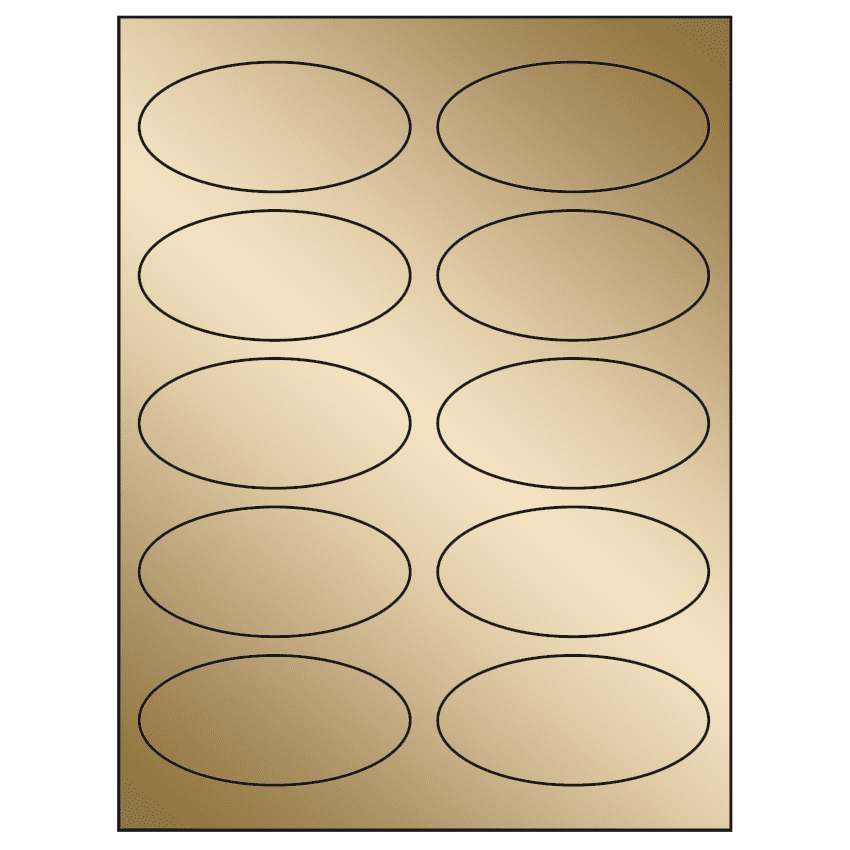 3.75" x 1.75" Gold Foil Oval Sheet Labels