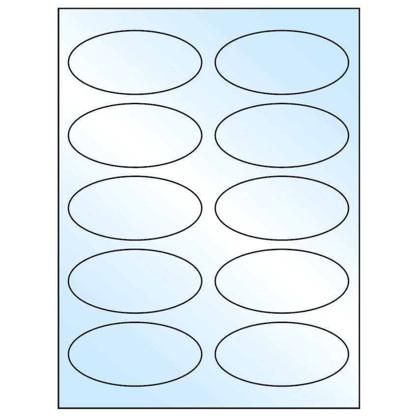 3.75" x 1.75" White Premium High Gloss Oval Sheet Labels