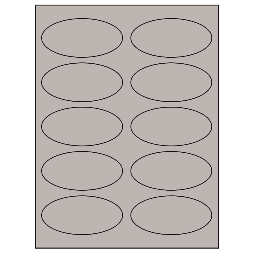 3.75" x 1.75" Gray Oval Sheet Labels