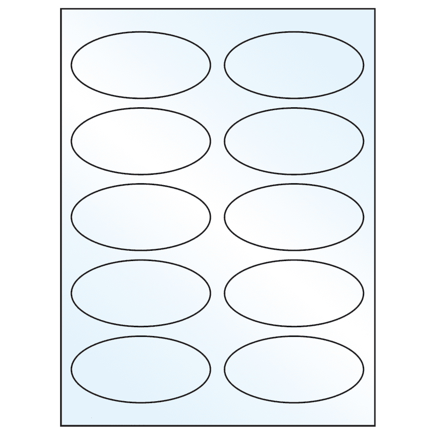 3.75" x 1.75" White Mid Gloss Oval Sheet Labels