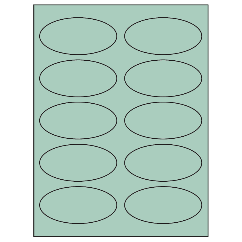 3.75" x 1.75" Pastel Green Oval Sheet Labels