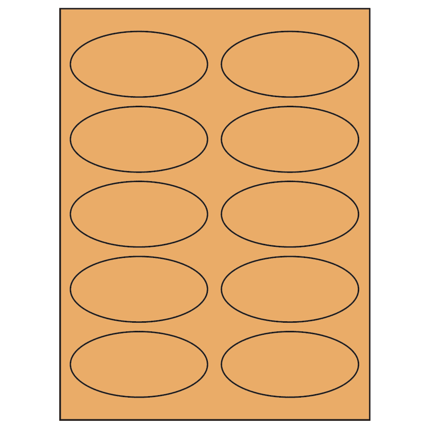 3.75" x 1.75" Pastel Orange Oval Sheet Labels