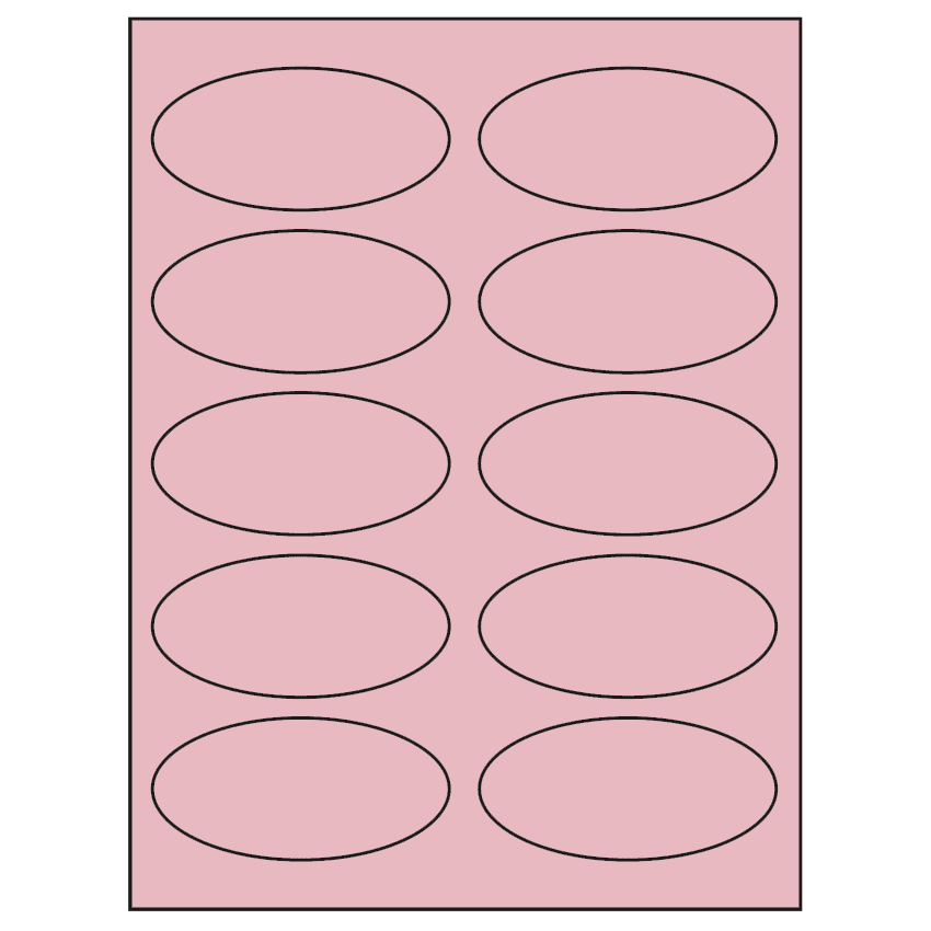 3.75" x 1.75" Pastel Pink Oval Sheet Labels