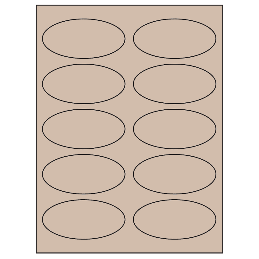3.75" x 1.75" Pastel Tan Oval Sheet Labels