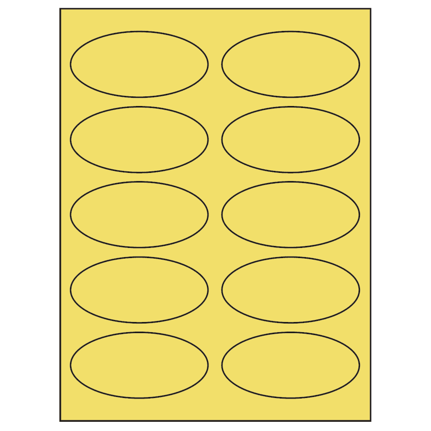 3.75" x 1.75" Pastel Yellow Oval Sheet Labels