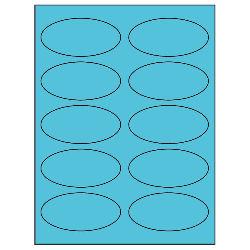 3.75" x 1.75" Turquoise Oval Sheet Labels