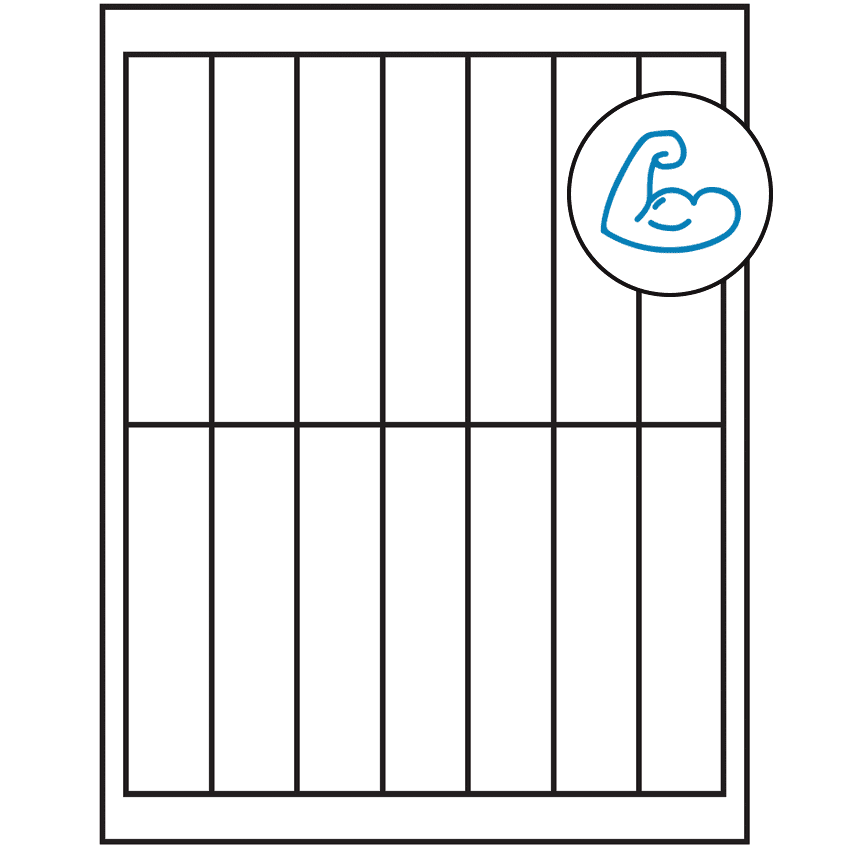 1.125" x 4.875" White Rectangular Sheet Labels - Ultra Aggressive Adhesive