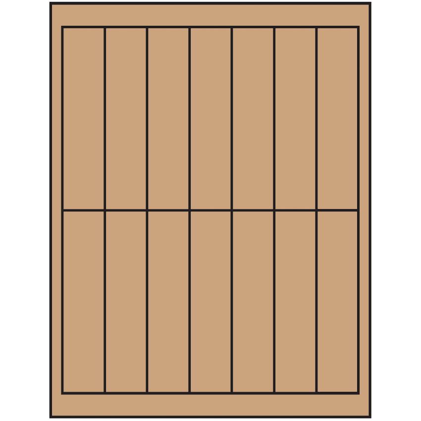 1.125" x 4.875" Brown Kraft Rectangular Sheet Labels