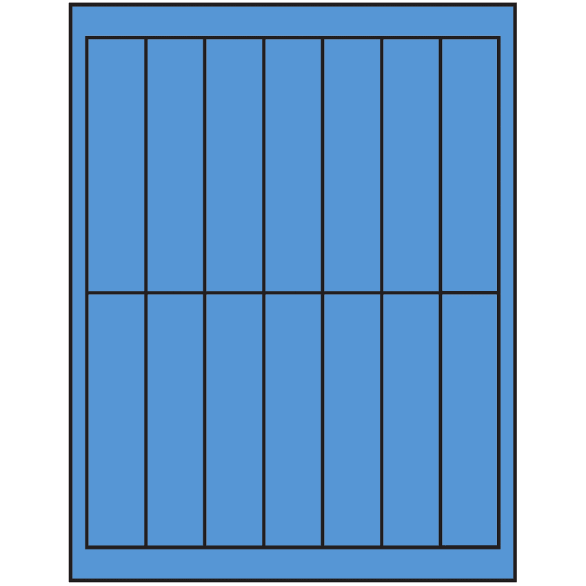 1.125" x 4.875" Fluorescent Blue Rectangular Sheet Labels