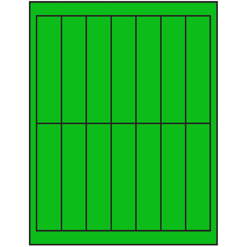 1.125" x 4.875" Fluorescent Green Rectangular Sheet Labels