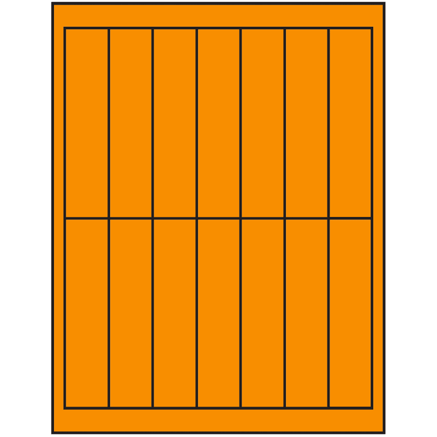 1.125" x 4.875" Fluorescent Orange Rectangular Sheet Labels