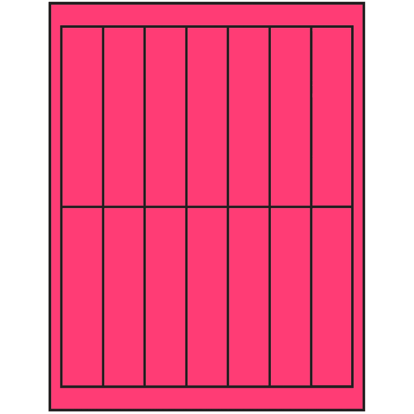 1.125" x 4.875" Fluorescent Pink Rectangular Sheet Labels