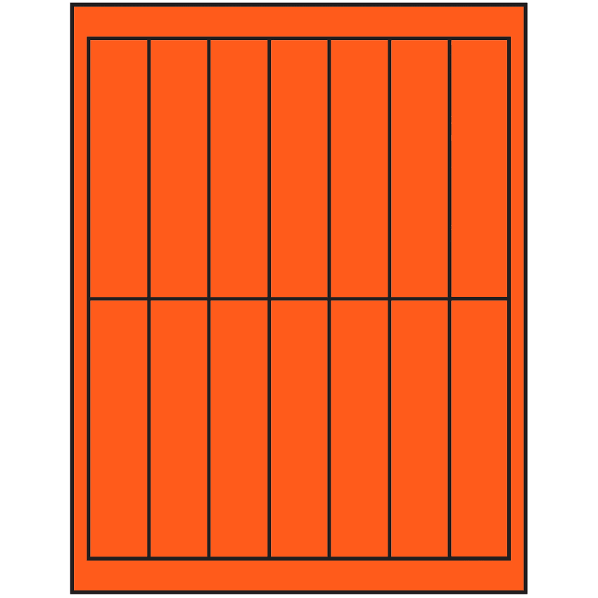1.125" x 4.875" Fluorescent Red Rectangular Sheet Labels