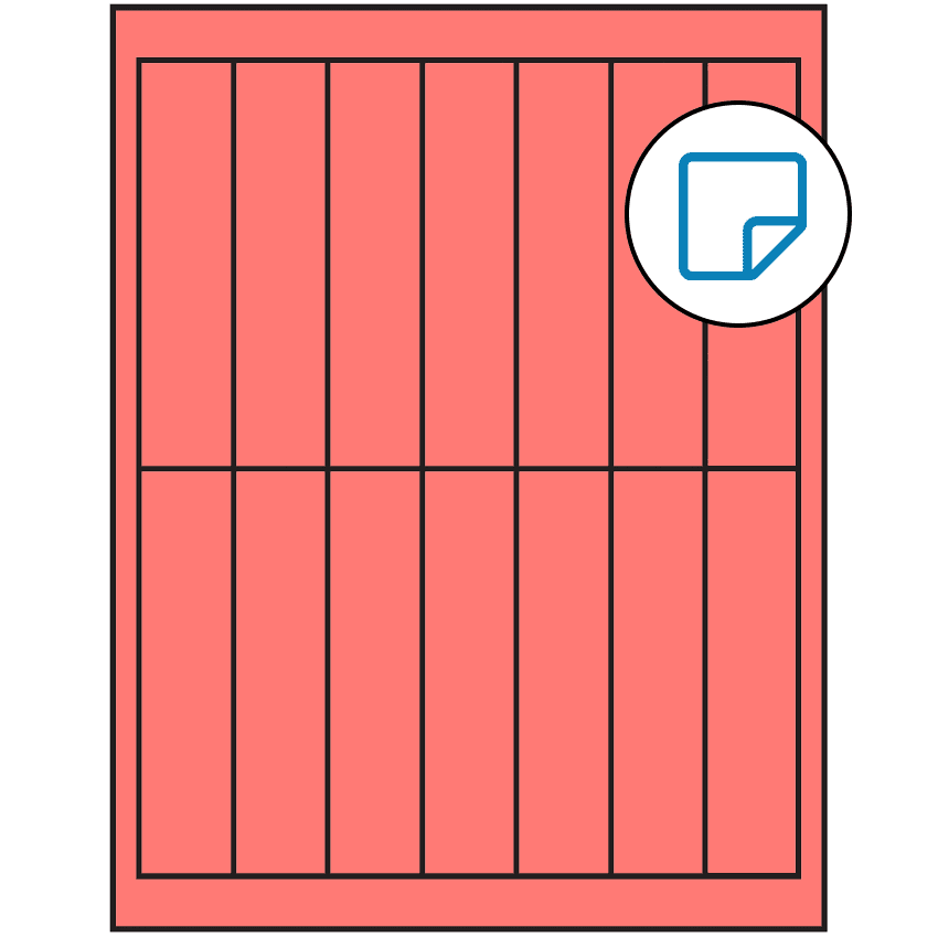 1.125" x 4.875" Fluorescent Red Rectangular Sheet Labels - Removable Adhesive