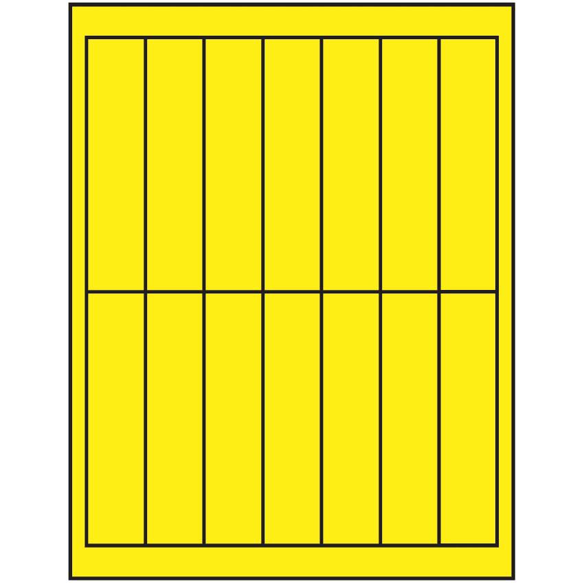 1.125" x 4.875" Fluorescent Yellow Rectangular Sheet Labels