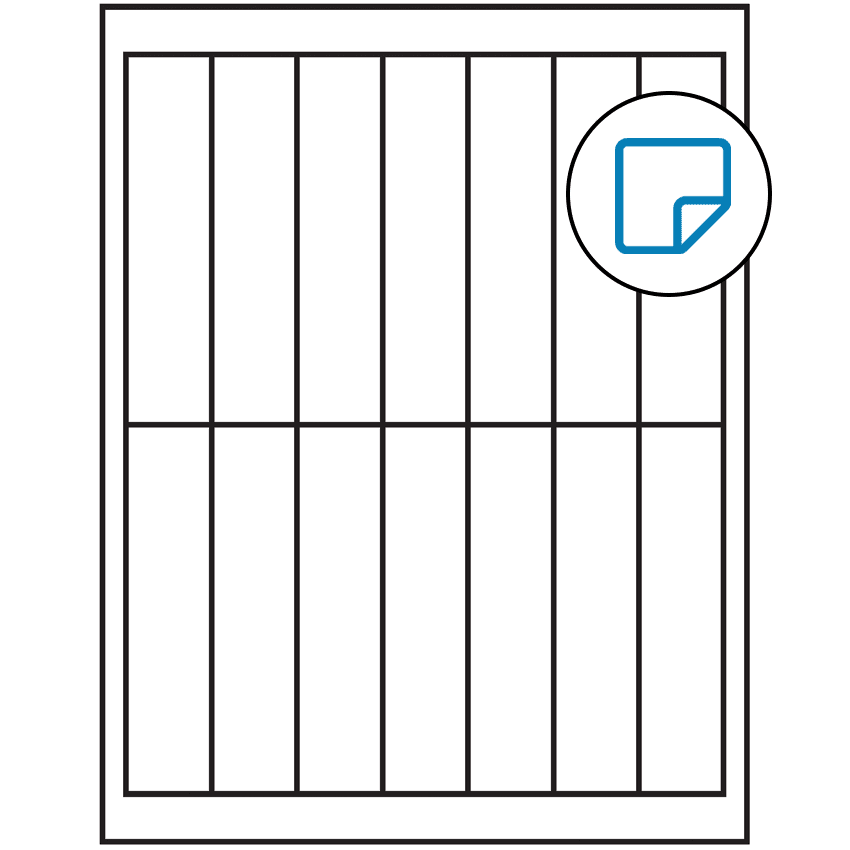 1.125" x 4.875" White Rectangular Sheet Labels - Removable Adhesive