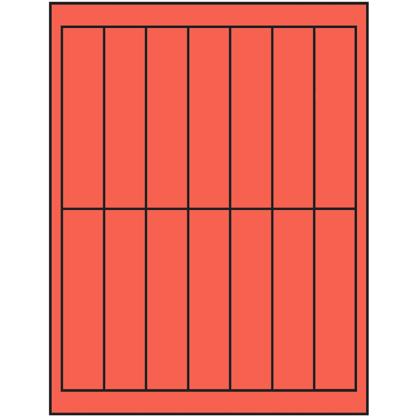 1.125" x 4.875" Red Rectangular Sheet Labels