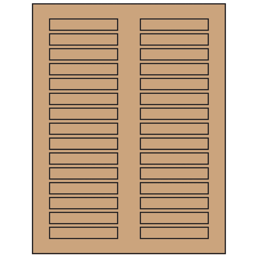 3" x 0.5" Brown Kraft Rectangular Sheet Labels