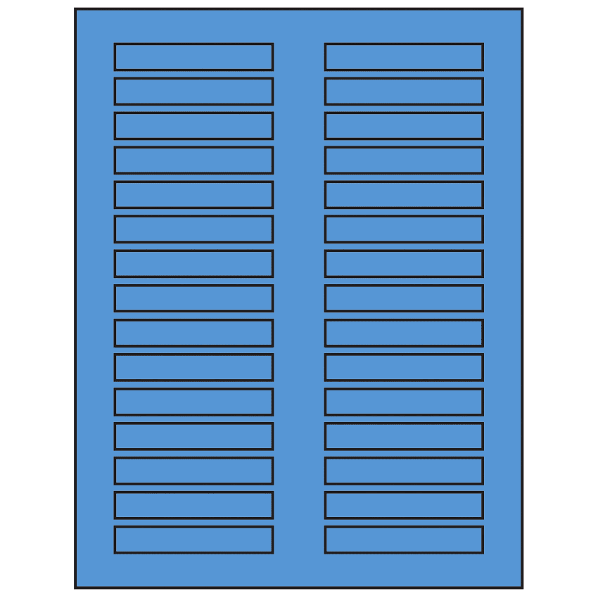 3" x 0.5" Fluorescent Blue Rectangular Sheet Labels