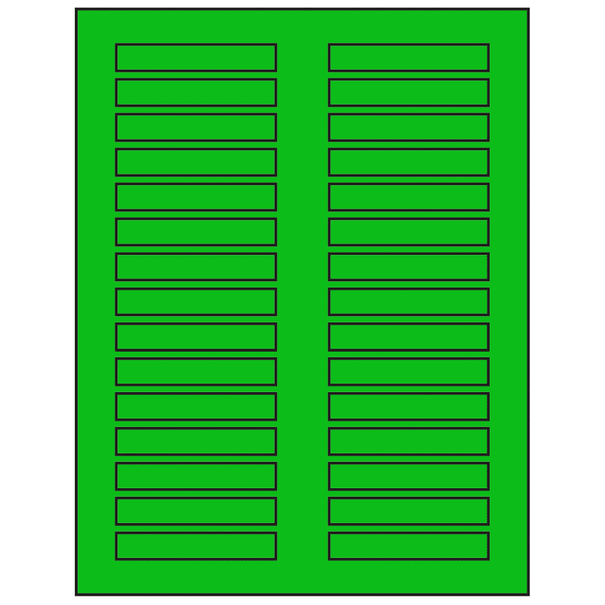3" x 0.5" Fluorescent Green Rectangular Sheet Labels