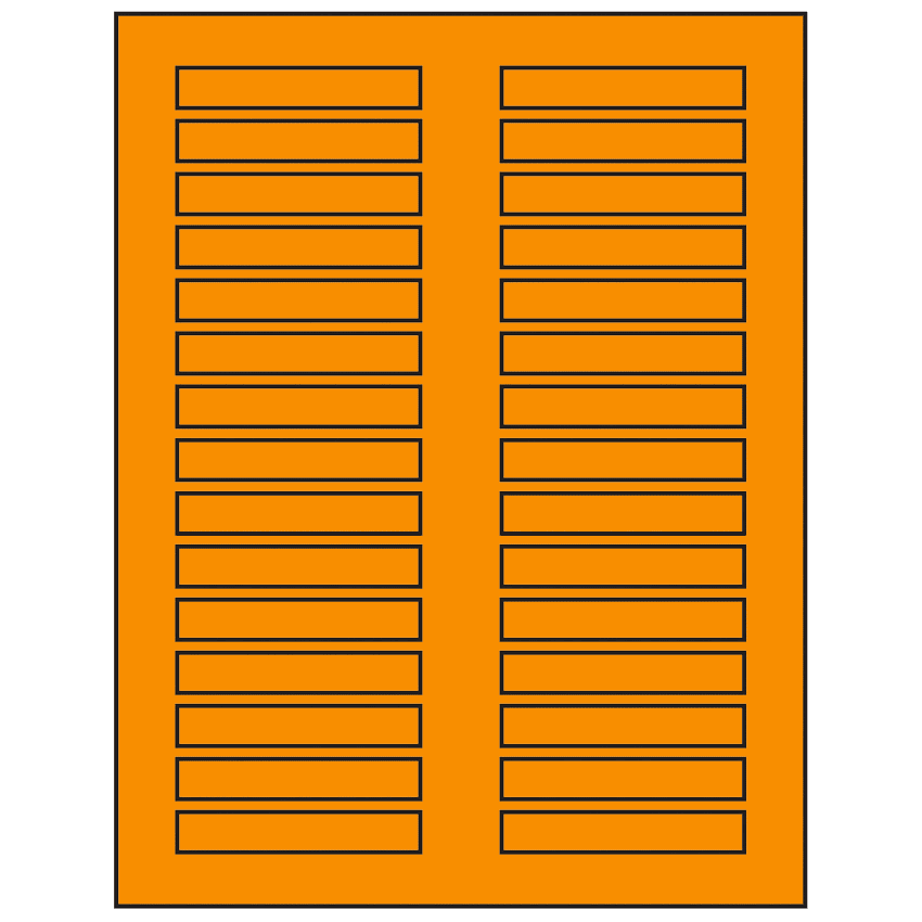 3" x 0.5" Fluorescent Orange Rectangular Sheet Labels
