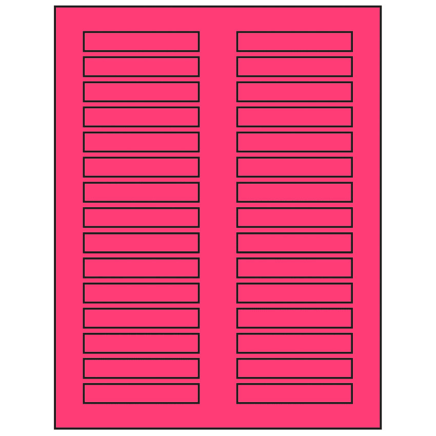 3" x 0.5" Fluorescent Pink Rectangular Sheet Labels